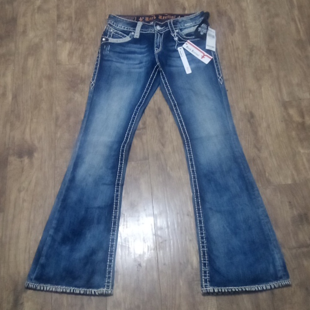 Rock Revival Women's 28 Flare Amy Embellished Distressed NWT